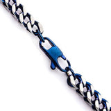 Blue Edge Natural and Blue Steel Mens Franco Link Chain Close-up