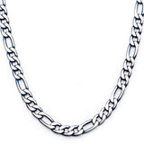 Blue Tint Natural and Blue Steel Mens Figaro Link Chain