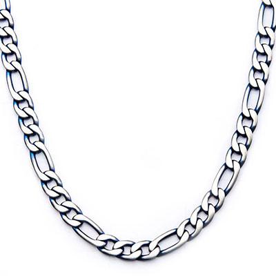 Blue Tint Natural and Blue Steel Mens Figaro Link Chain