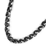 Internecto Black Bright Woven Steel Wheat Chain Necklace