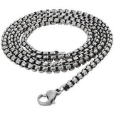 Dark Steel Oxidized Steel Mens Box Link Necklace Chain