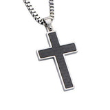 Nubilus Black Carbon Fiber Mens Cross Necklace