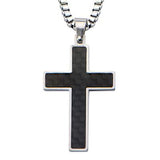 Nubilus Black Carbon Fiber Mens Cross Necklace Front View