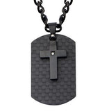 Midnight Mass Mens Black Steel Cross Mens Dog Tag Necklace Front View