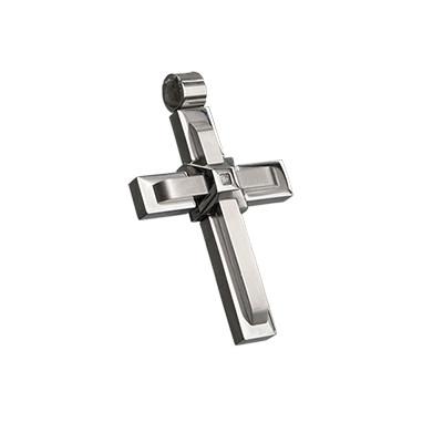 Stacked Crosses Stainless Steel Mens Cross Necklace Pendant