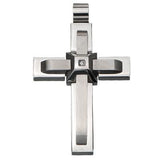 Stacked Crosses Stainless Steel Mens Cross Necklace Pendant Front View