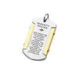 Gods Wisdom Serenity Prayer Steel Dog Tag Necklace Pendant