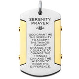 Gods Wisdom Serenity Prayer Steel Dog Tag Necklace Pendant Front View