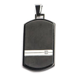 RSVP Black and Natural Steel Modern Mens Dog Tag w CZ Stone Front View