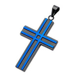 Black and Blue Steel BLIZZARD CROSS Necklace for Men
