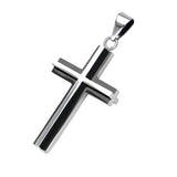 Black and Steel CLERGY CROSS 3D Mens Necklace Pendant