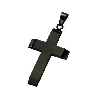 Risen Plain and Simple All Black Steel Mens Cross Pendant 