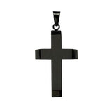 Risen Plain and Simple All Black Steel Mens Cross Pendant Front View
