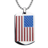 Country Pride Red, White and Blue Steel US Flag Mens Dog Tag Front View