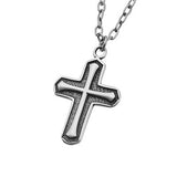 Simple Faith Oxidized Stainless Steel Mens Cross Necklace