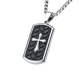 Pointed Passion Cross Dog Tag Black Steel Mens Necklace