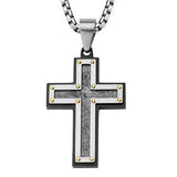 Survivor Cross Black Stainless Steel Mens Cross Necklace Front View