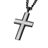 Wheat Stalk Cross Steel Mens Cross Pendant Necklace