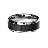 Accelerate Carbon Fiber Inlay Stainless Steel Mens Ring