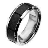 Accelerate Carbon Fiber Inlay Stainless Steel Mens Ring Alt View