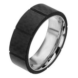 Black Nitro Carbon Fiber Squares Stainless Steel Mens Ring Alt View