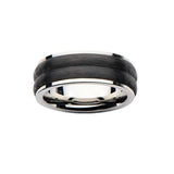 Grooved Carbon Graphite Mens Stainless Steel Ring Alt View
