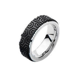 Hex Pattern Carbon Graphite Mens Stainless Steel Ring