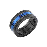 Black and Metallic Blue Steel GLACIER RING for Men