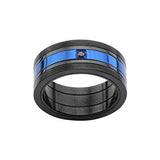 Black and Metallic Blue Steel GLACIER RING for Men Alternate View