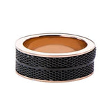 Tramonto Rose Gold and Black Stainless Steel Mens Ring 