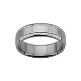 Classic Mens Ring THE OLD-FASHIONED Steel Beveled Edge Band Alternate View