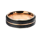 Reinforcer Black Carbon Fiber Rose Gold IP Steel Mens Ring