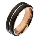 Reinforcer Black Carbon Fiber Rose Gold IP Steel Mens Ring Alt View