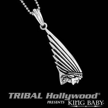 Indian Motorcycle Chief Silver Mens Necklace by King Baby