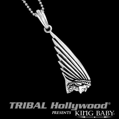 Indian Motorcycle Chief Silver Mens Necklace by King Baby