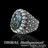 Spotted Turquoise Silver Mens Ring by King Baby 1