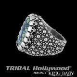 Spotted Turquoise Silver Mens Ring by King Baby Side View
