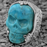 Turquoise Skull Sterling Silver Mens Ring by King Baby Lifestyle Image