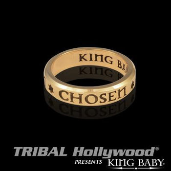 Chosen Gold Stackable Mens Ring Stars of David by King Baby