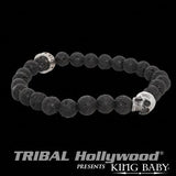 SKULL Bracelet for Men with Lava Beads by King Baby