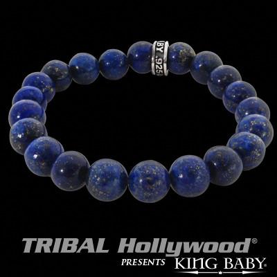 Large Bead Bracelet for Men Blue Lapis by King Baby