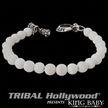 Beaded Bracelet for Men WHITE CORAL Beads by King Baby