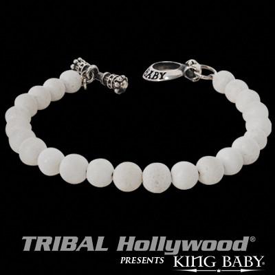 Beaded Bracelet for Men WHITE CORAL Beads by King Baby