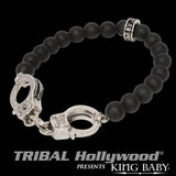 K42-5173 Bracelet for Men HANDCUFFS ONYX Bead by King Baby Studio | Tribal Hollywood Side View