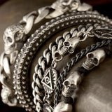 KNOTTED SKULL Black Cord and Sterling Silver Mens Bracelet by King Baby