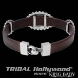 Spotted Turquoise Concho Mens Leather Bracelet by King Baby Reverse Side