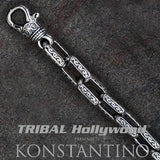 Konstantino Greek Rectangular Sterling Silver Mens Necklace