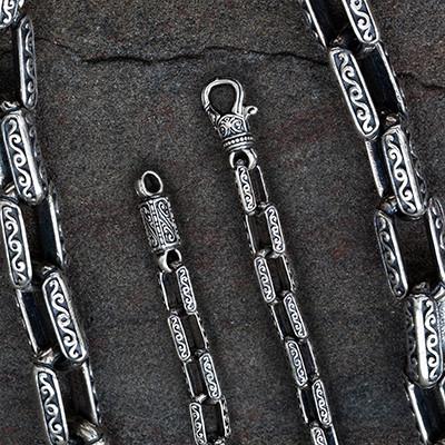 Stainless Steel Chain Necklace 20-21 Inch Black/Silver