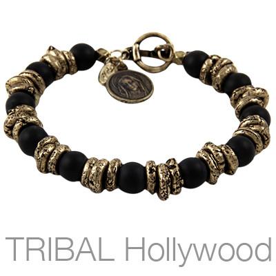 Ettika Man Bead Bracelet ROOKERY Mens with Brass Virgin Mary