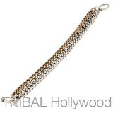 Mens Bracelet METALLURGY Curbed Link Bracelet in Silver and Brass Flat View